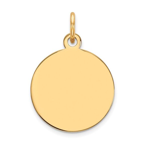 Kazi Luxury 14k Yellow Gold Plain .009 Gauge Circular Engravable Disc Charm